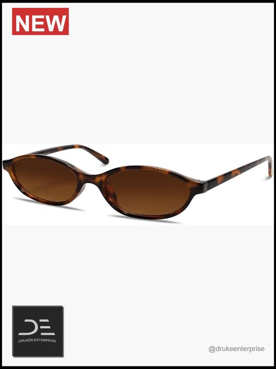 Retro Oval Cat Eye Sunglasses Lightweight Narrow UV Protection main image 4